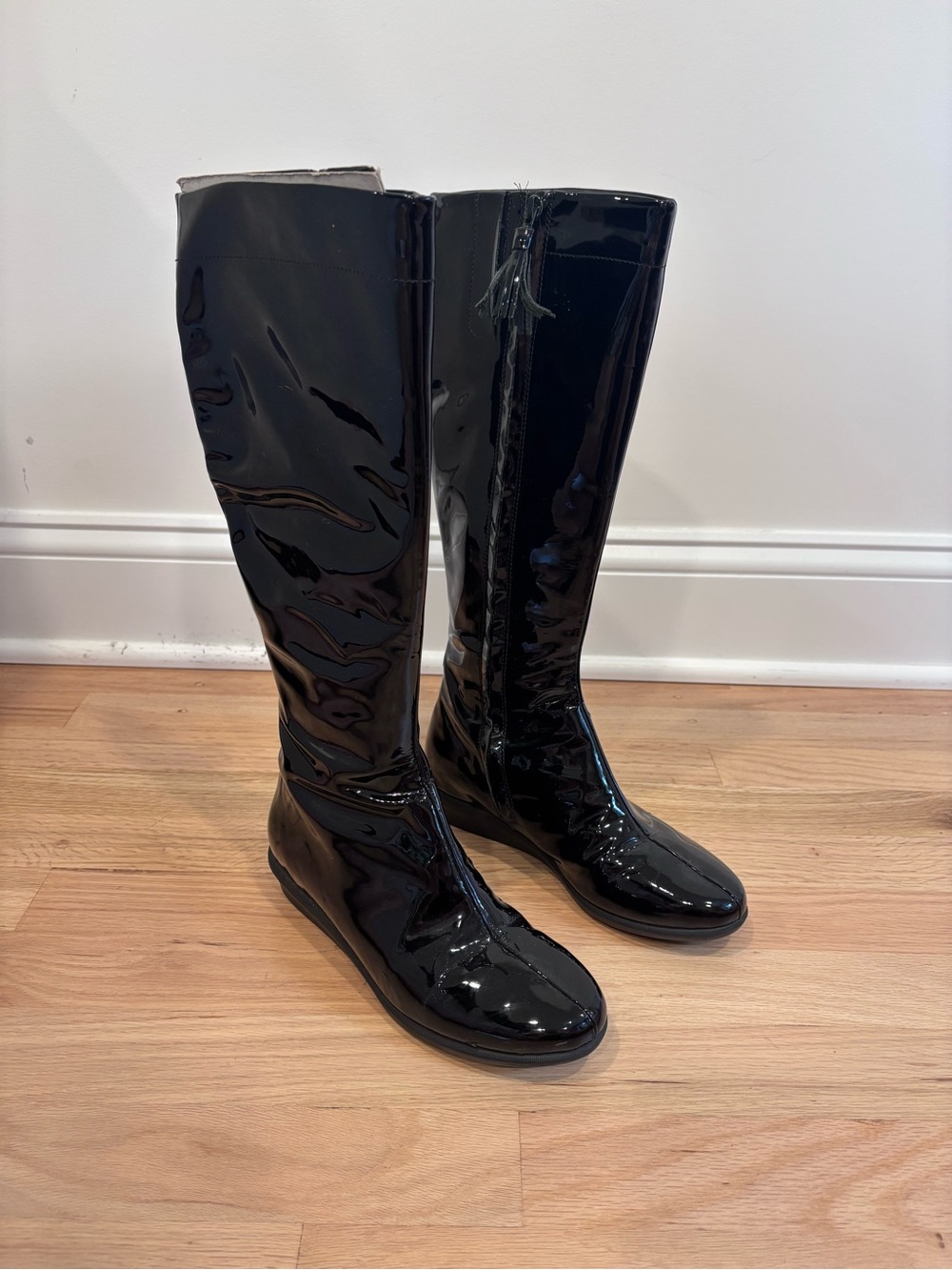 Cole Haan Nike Air Lizzie black patent leather tall boots size 5.5